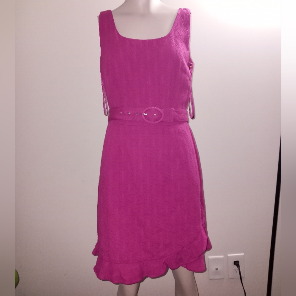 Carole Little purple cotton dress with belt size 4